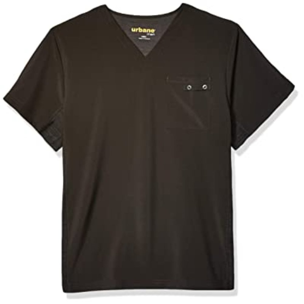 Urbane Quick Cool V-Neck Solid Scrub Top Black